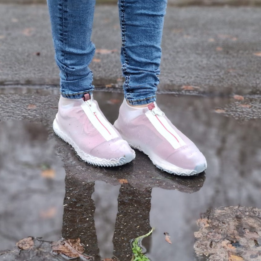 Vantette skotrekk i transparent farge med rosa glidelås - DrySteps